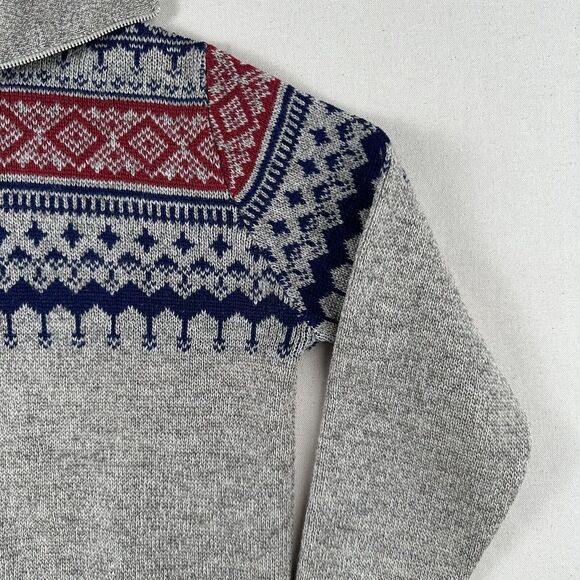 Vintage LL Bean Sweater Women’s Medium Fair Isle Collared 1/4 Zip - Picture 3 of 16